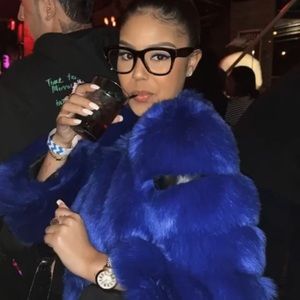 Royal Blue Faux Fur Coat
